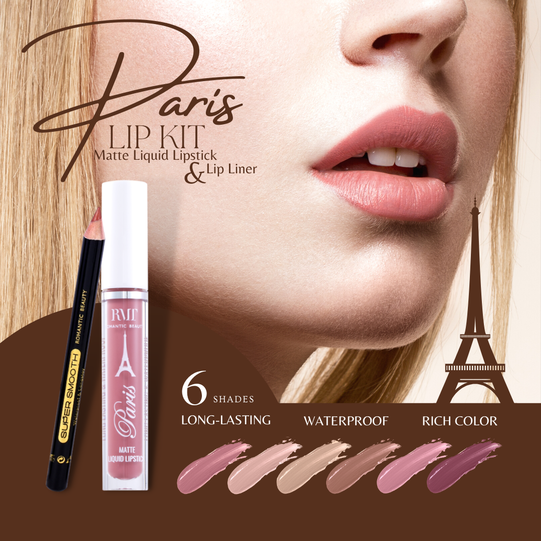 Paris Lip Kit Matte Liquid Lipstick and Lip Liner